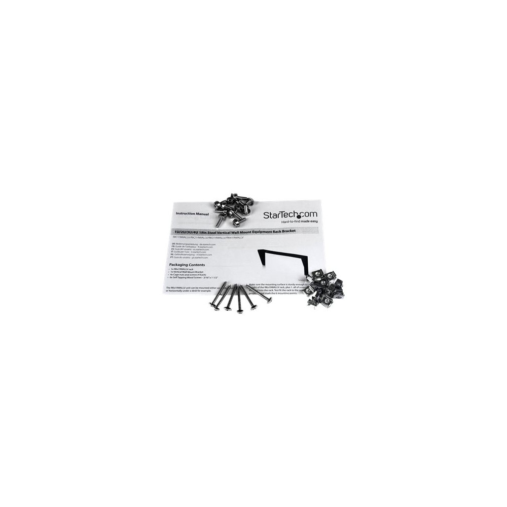 Produktbild för StarTech.com 4U Wall Mount Patch Panel Bracket - 19 inch Steel Vertical Mounting Bracket for Network and Data Equipment (RK419WALLV) - monteringsfäste - 4U