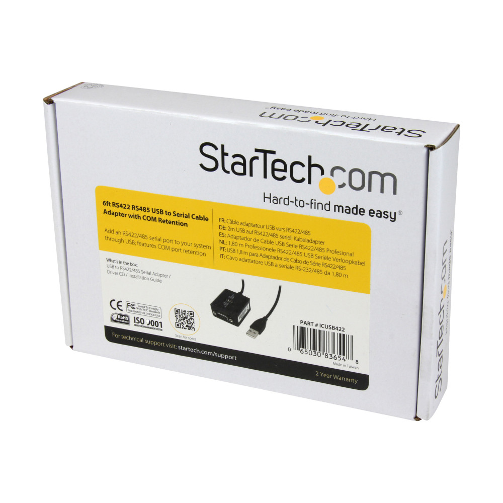 Produktbild för StarTech.com 1,8 m professionell RS422/485 USB seriell kabeladapter med COM-retention - seriell adapter - USB - RS-422/485