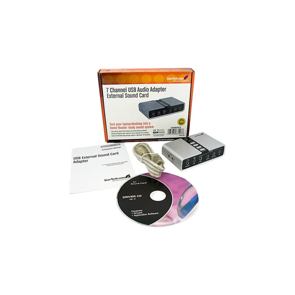 Produktbild för StarTech.com 7.1 USB-audio-adapter externt ljudkort med SPDIF digital audio - ljudkort - USB 2.0