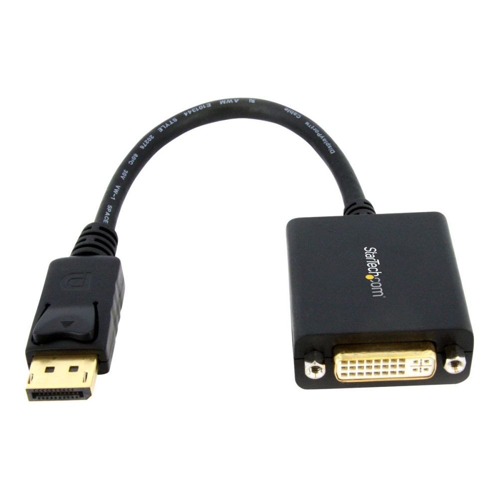 Produktbild för StarTech DisplayPort till DVI-adapter - DisplayPort till DVI-D-adapter videokonverterare 1080p - DP 1.2 till DVI-skärm/skärm-kabeladapter dongel - DP till DVI-adapter - Låsande DP-kontakt - DisplayPort-adapter - 15.2 cm