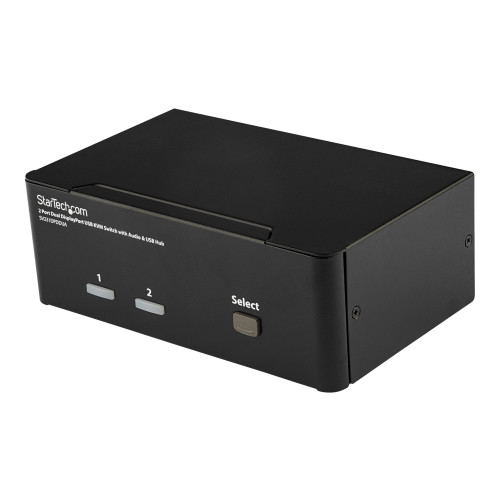 StarTech.com StarTech.com Dubbel USB DisplayPort KVM-switch med 2 portar, audio & USB 2.0-hubb - omkopplare för tangentbord/video/mus/ljud - 2 portar