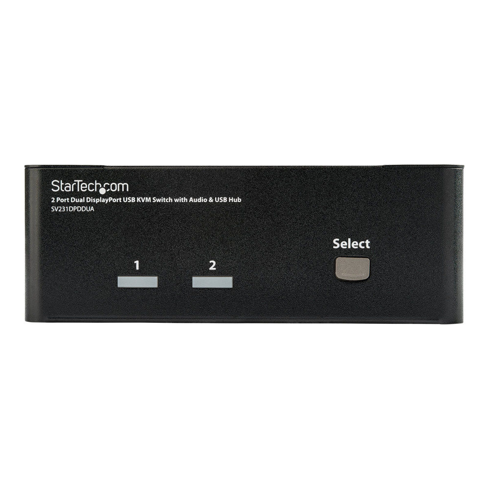 Produktbild för StarTech.com Dubbel USB DisplayPort KVM-switch med 2 portar, audio & USB 2.0-hubb - omkopplare för tangentbord/video/mus/ljud - 2 portar