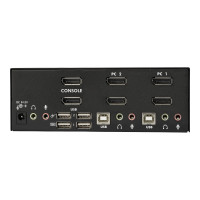 Produktbild för StarTech.com Dubbel USB DisplayPort KVM-switch med 2 portar, audio & USB 2.0-hubb - omkopplare för tangentbord/video/mus/ljud - 2 portar