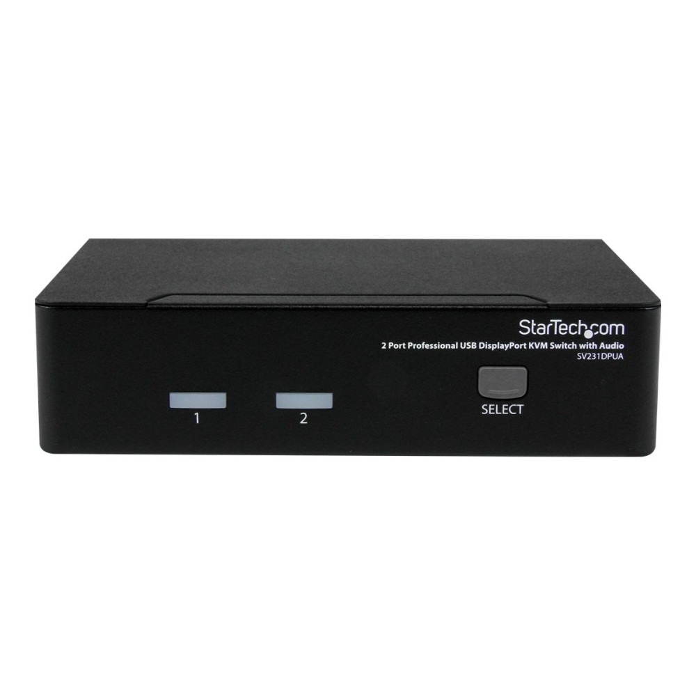 Produktbild för StarTech.com Professionell USB DisplayPort KVM-switch med 2 portar och audio - omkopplare för tangentbord/video/mus/ljud - 2 portar