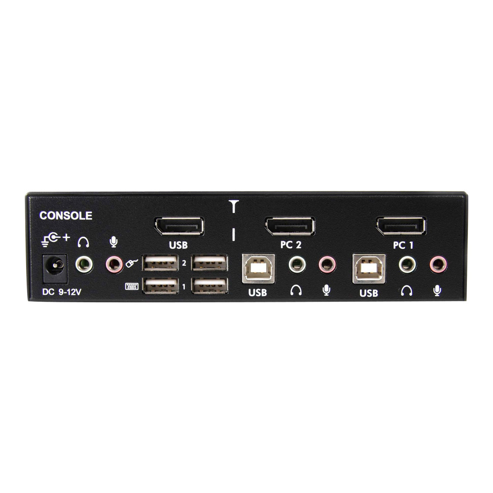 Produktbild för StarTech.com Professionell USB DisplayPort KVM-switch med 2 portar och audio - omkopplare för tangentbord/video/mus/ljud - 2 portar