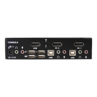 Produktbild för StarTech.com Professionell USB DisplayPort KVM-switch med 2 portar och audio - omkopplare för tangentbord/video/mus/ljud - 2 portar