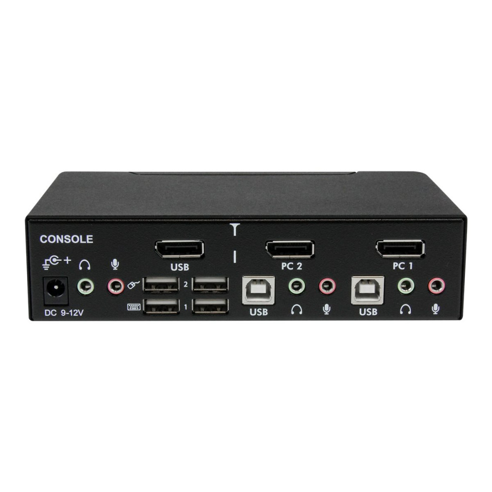 Produktbild för StarTech.com Professionell USB DisplayPort KVM-switch med 2 portar och audio - omkopplare för tangentbord/video/mus/ljud - 2 portar