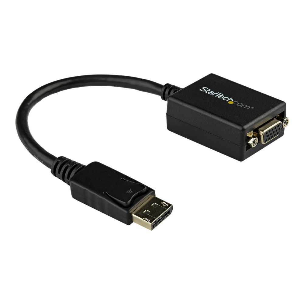 Produktbild för StarTech DisplayPort till VGA-adapter - Aktiv DP till VGA-konverterare - 1080p video - DisplayPort-certifierad - DP/DP++-källa till VGA-skärm kabeladapterdongel - Låsande DP-kontakt - bildskärmsadapter - 27.94 cm