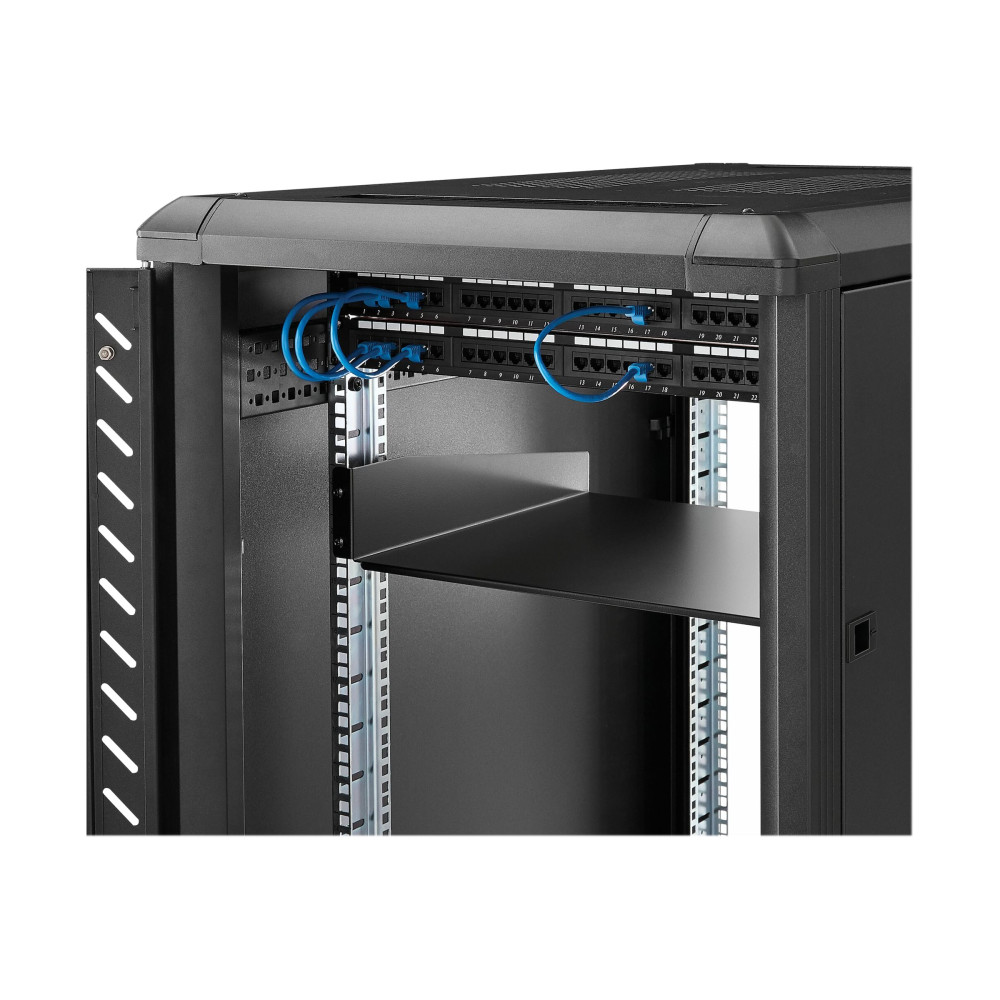 Produktbild för StarTech.com 2U Fixed Server Rack Mount Shelf, 16in Deep Steel Universal Cantilever Tray for 19" AV/Data/Network Equipment Rack with Cage Nuts & Screws, 44lbs Weight Capacity, 60" Deep - 2U Network Rack Shelf (CABSHELF) - hylla för rack