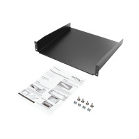 Produktbild för StarTech.com 2U Fixed Server Rack Mount Shelf, 16in Deep Steel Universal Cantilever Tray for 19" AV/Data/Network Equipment Rack with Cage Nuts & Screws, 44lbs Weight Capacity, 60" Deep - 2U Network Rack Shelf (CABSHELF) - hylla för rack