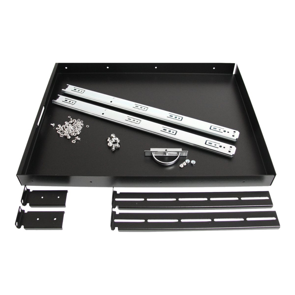 Produktbild för StarTech.com 1U Sliding Server Rack Mount Keyboard Shelf Tray - 55lbs - 22" Deep Steel Pull Out Drawer for 19" AV, Network Equipment Rack (SLIDESHELFD) - tangentbordshylla för rack