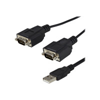 Produktbild för StarTech.com FTDI USB till seriell RS232-kabeladapter med 2 portar och COM-retention - seriell adapter - USB - RS-232 x 2