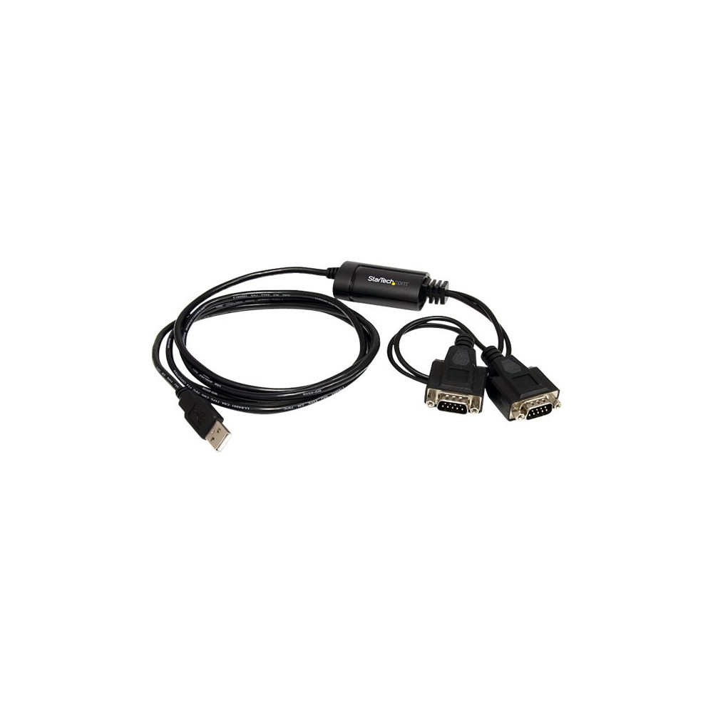 Produktbild för StarTech.com FTDI USB till seriell RS232-kabeladapter med 2 portar och COM-retention - seriell adapter - USB - RS-232 x 2