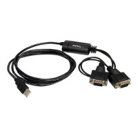 Produktbild för StarTech.com FTDI USB till seriell RS232-kabeladapter med 2 portar och COM-retention - seriell adapter - USB - RS-232 x 2