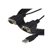 Produktbild för StarTech.com FTDI USB till seriell RS232-kabeladapter med 2 portar och COM-retention - seriell adapter - USB - RS-232 x 2