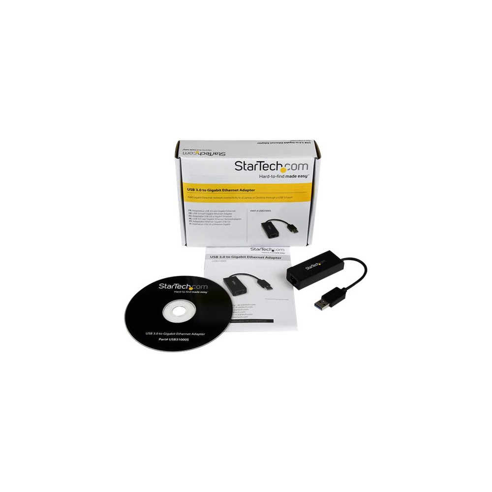 Produktbild för Startech USB 3.0 to Gigabit Ethernet Adapter - 10/100/1000 NIC Network Adapter - USB 3.0 Laptop to RJ45 LAN (USB31000S) - nätverksadapter - USB 3.0 - Gigabit Ethernet