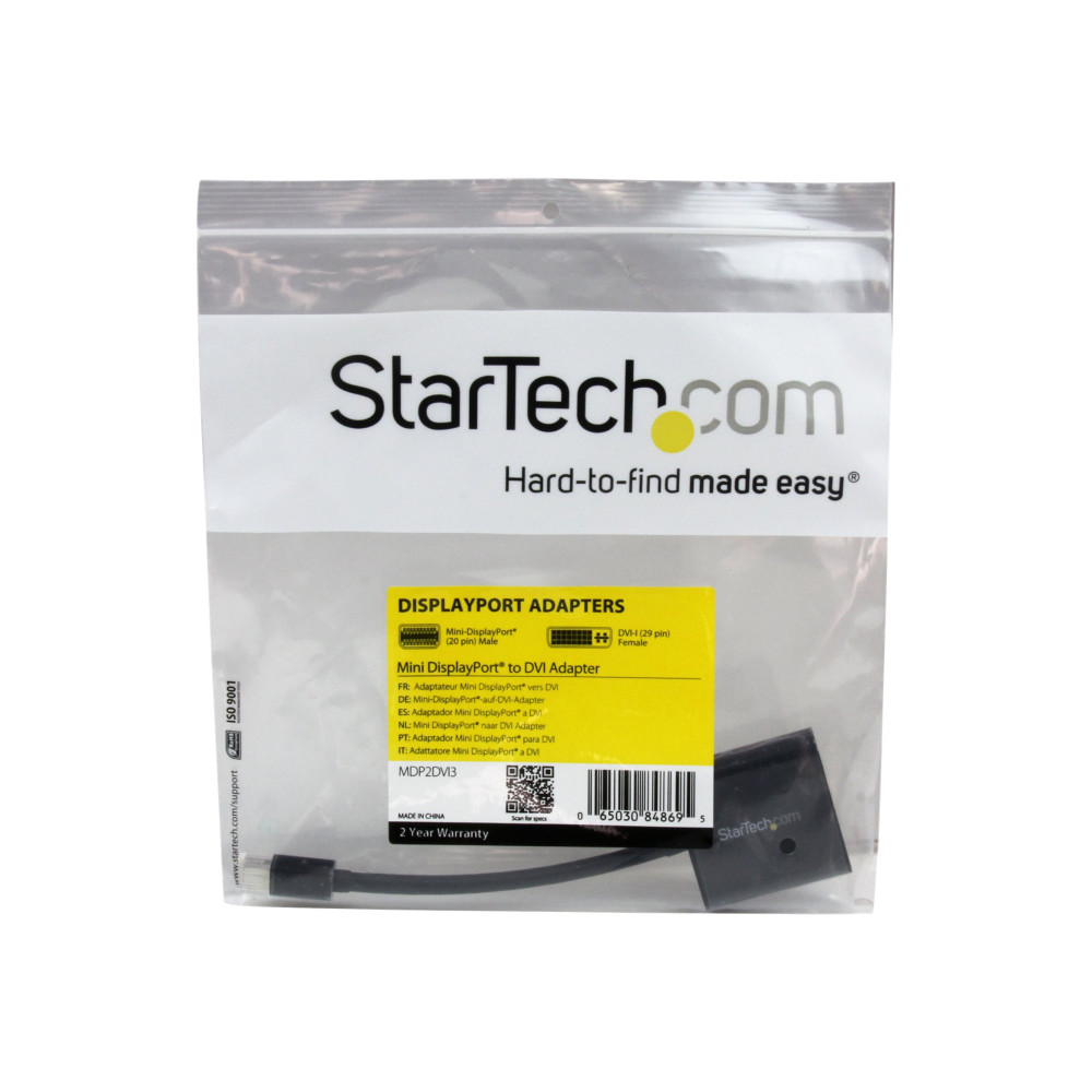 Produktbild för StarTech Mini DisplayPort till DVI videoadapter - Svart Mini DP till DVI - 1920x1200 - DVI-adapter - 17 cm