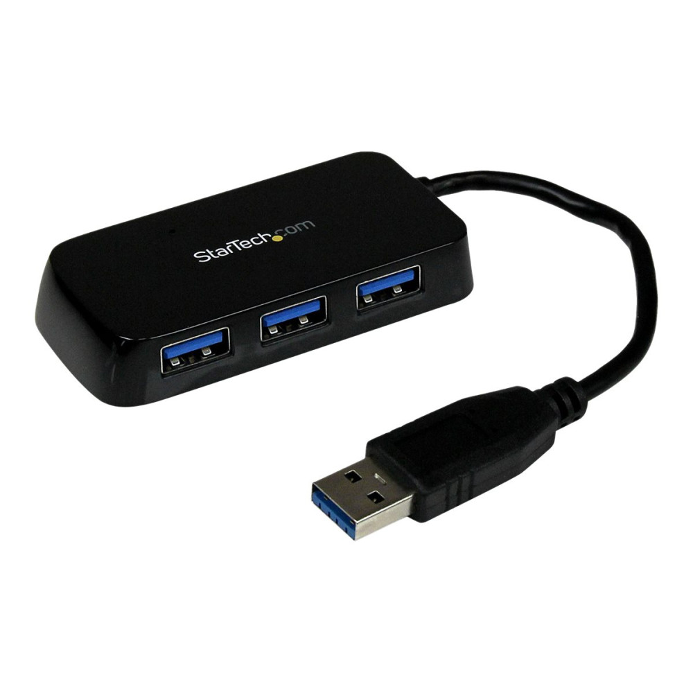 Produktbild för Startech Bärbar SuperSpeed mini USB 3.0-hubb med 4 portar - Svart - hubb - 4 portar