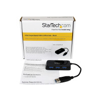 Produktbild för Startech Bärbar SuperSpeed mini USB 3.0-hubb med 4 portar - Svart - hubb - 4 portar
