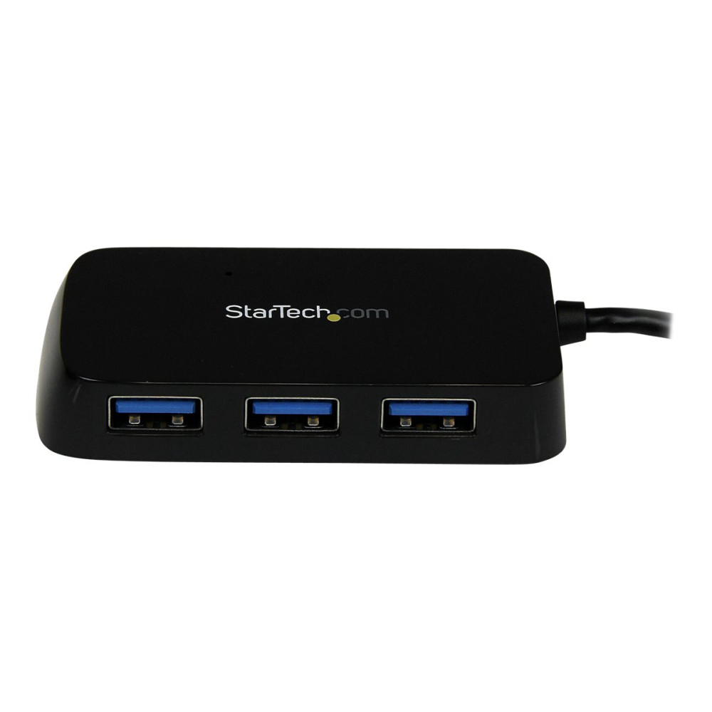 Produktbild för Startech Bärbar SuperSpeed mini USB 3.0-hubb med 4 portar - Svart - hubb - 4 portar
