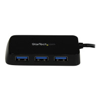 Produktbild för Startech Bärbar SuperSpeed mini USB 3.0-hubb med 4 portar - Svart - hubb - 4 portar
