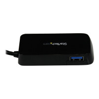 Produktbild för Startech Bärbar SuperSpeed mini USB 3.0-hubb med 4 portar - Svart - hubb - 4 portar