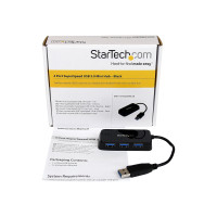 Produktbild för Startech Bärbar SuperSpeed mini USB 3.0-hubb med 4 portar - Svart - hubb - 4 portar