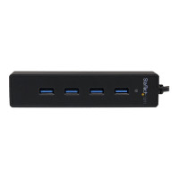 Produktbild för Startech 4-Port USB 3.0 Hub with Built-in Cable - SuperSpeed Laptop USB Hub - Portable USB Splitter - Mini USB Hub (ST4300PBU3) - hubb - 4 portar