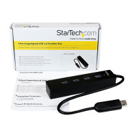 Produktbild för Startech 4-Port USB 3.0 Hub with Built-in Cable - SuperSpeed Laptop USB Hub - Portable USB Splitter - Mini USB Hub (ST4300PBU3) - hubb - 4 portar