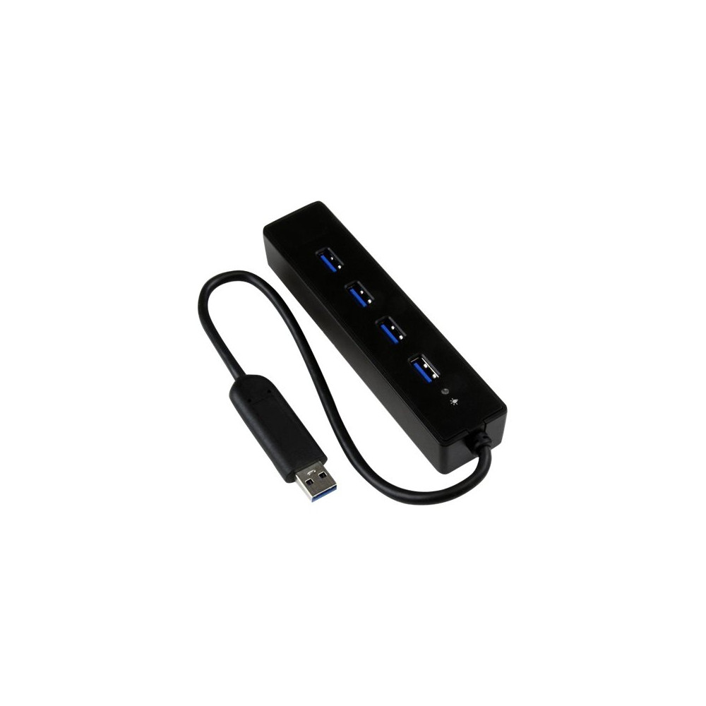 Produktbild för Startech 4-Port USB 3.0 Hub with Built-in Cable - SuperSpeed Laptop USB Hub - Portable USB Splitter - Mini USB Hub (ST4300PBU3) - hubb - 4 portar