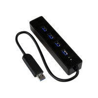 Produktbild för Startech 4-Port USB 3.0 Hub with Built-in Cable - SuperSpeed Laptop USB Hub - Portable USB Splitter - Mini USB Hub (ST4300PBU3) - hubb - 4 portar