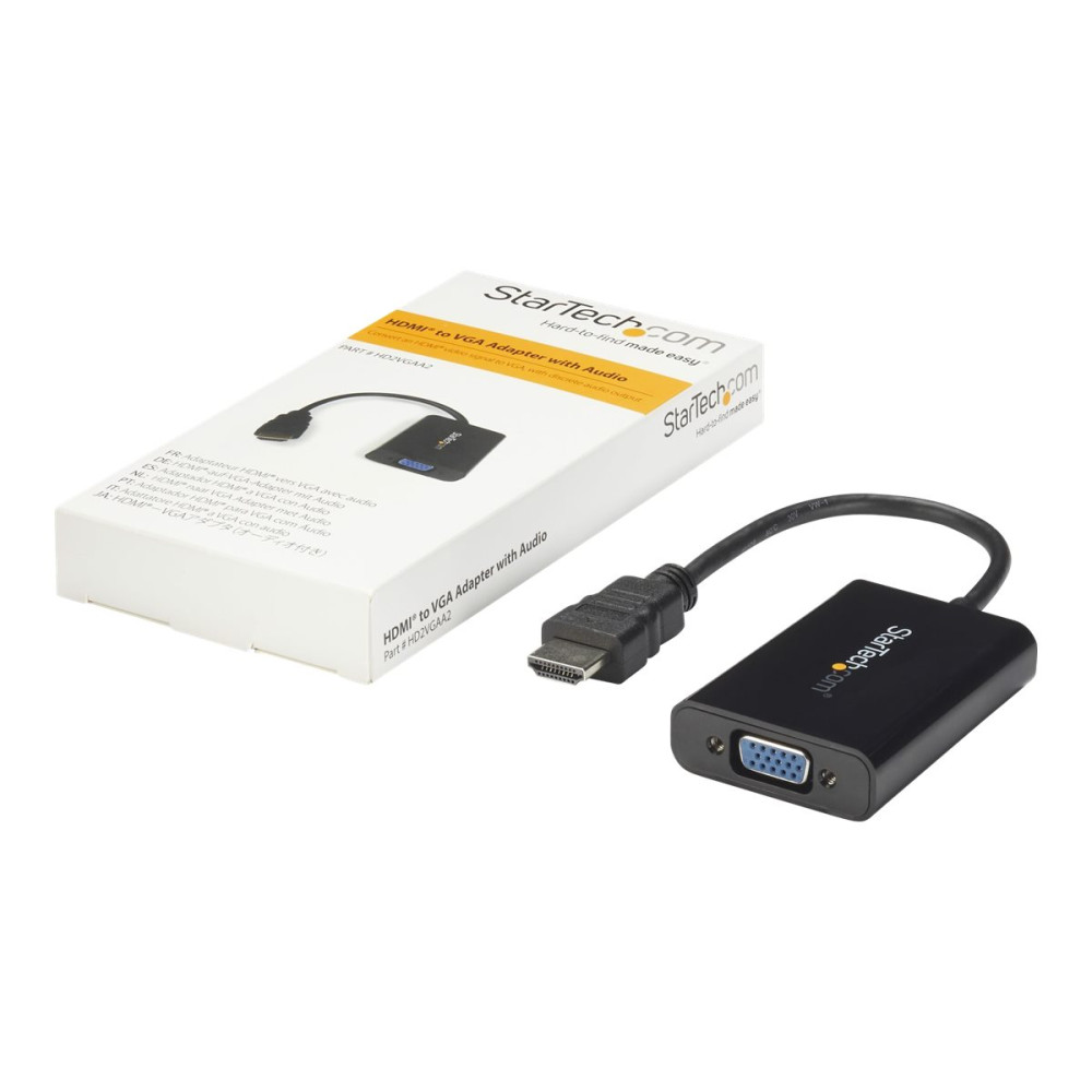 Produktbild för StarTech.com HDMI till VGA-videoadapter med audio för stationär/bärbar dator/Ultrabook - 1920x1080 - videokort - HDMI/VGA/ljud - 25 cm
