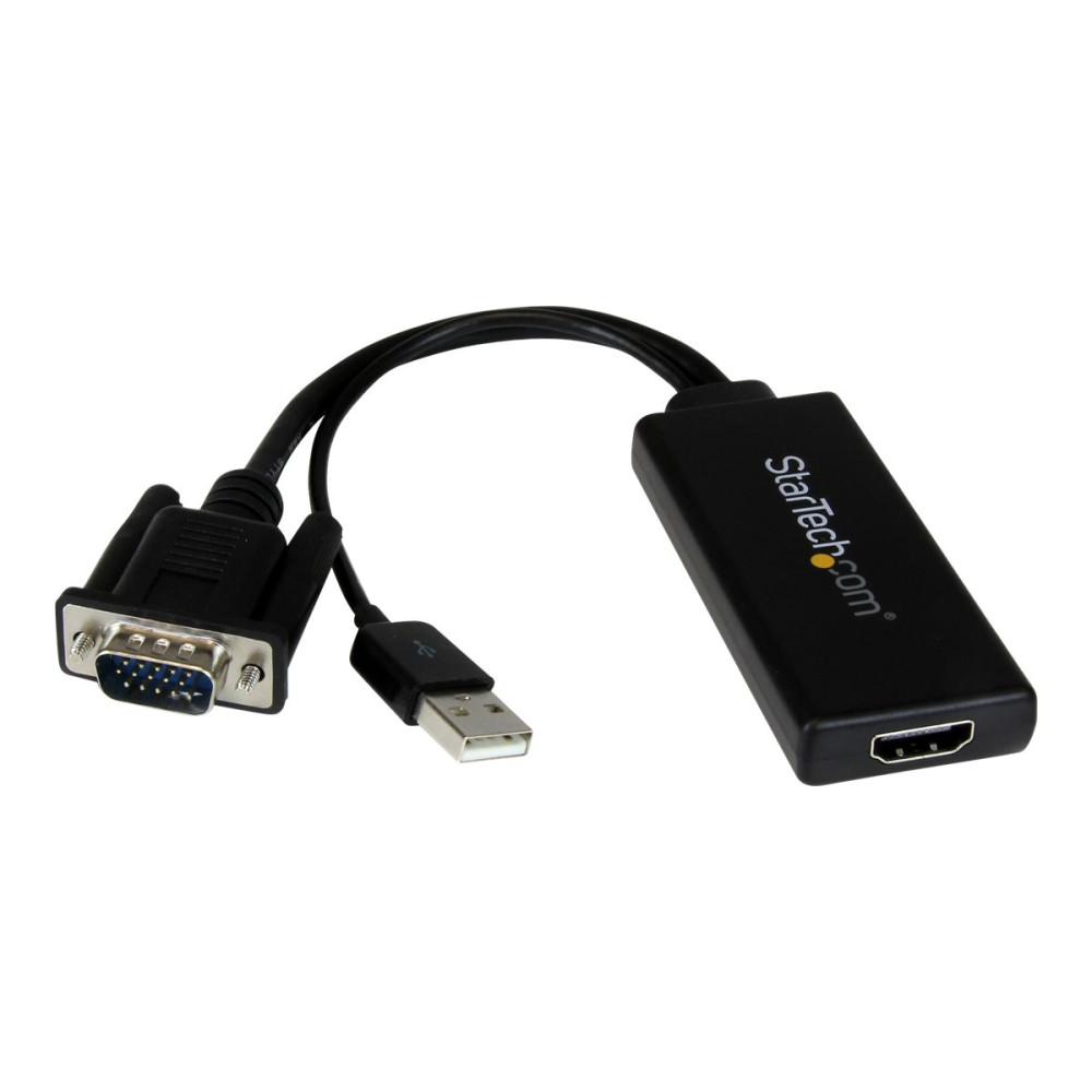 Produktbild för StarTech.com VGA till HDMI-adapter med USB-audio & -ström – bärbar VGA till HDMI-konverterare – 1080p - adapterkabel - HDMI/VGA/ljud/USB - 26 cm