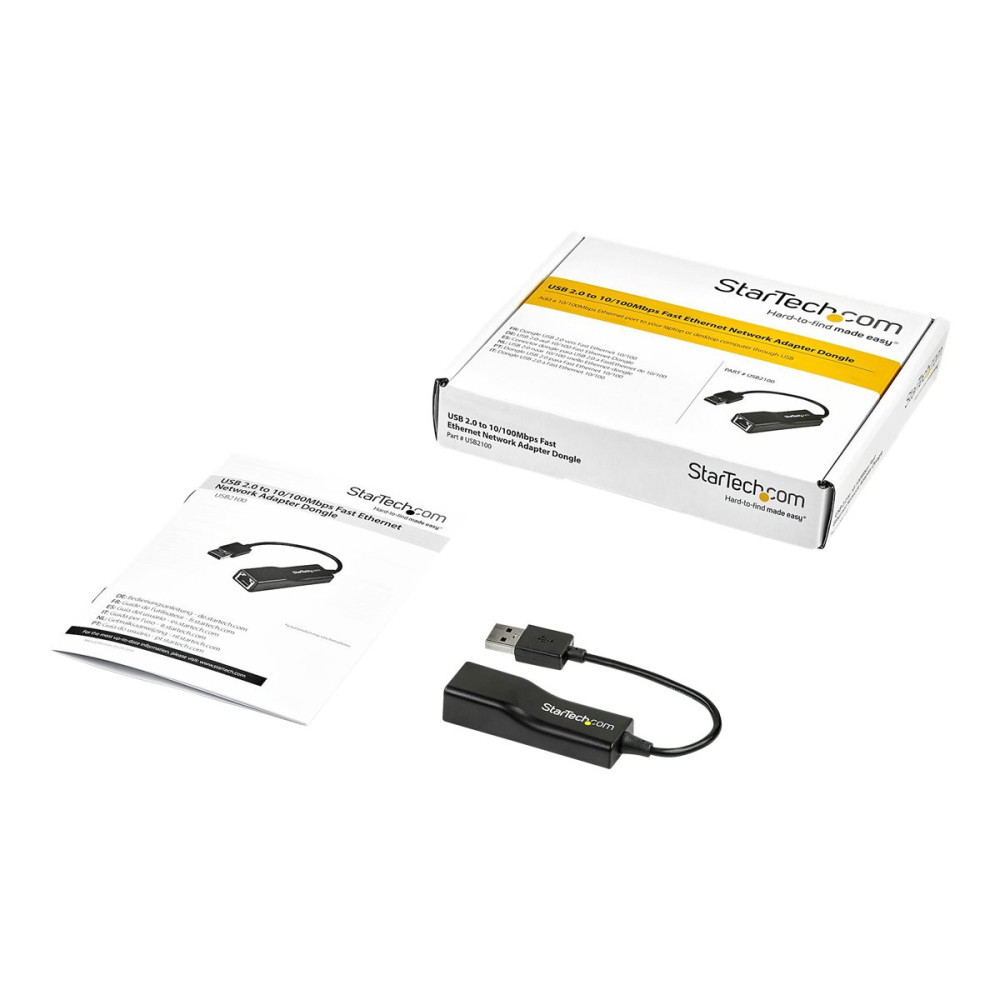 Produktbild för StarTech.com USB 2.0 till 10/100 Mbps Ethernet-nätverksadapterdongel - nätverksadapter - USB 2.0 - 10/100 Ethernet