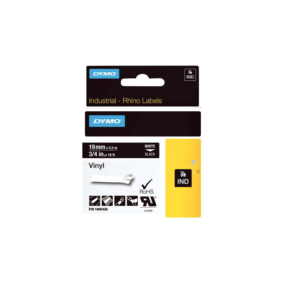 Produktbild för DYMO Rhino Coloured Vinyl - tejp - 1 kassett(er) - Roll (1.9 cm x 5.5 m)