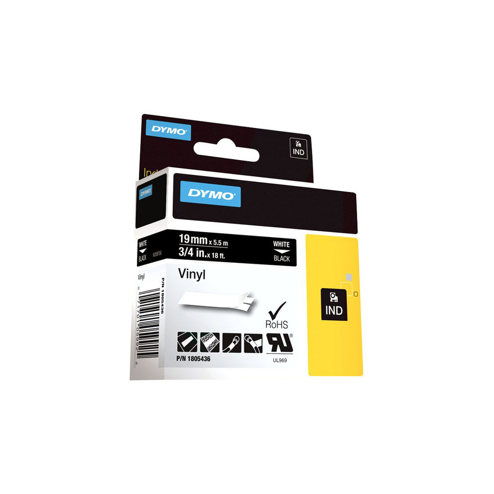 Produktbild för DYMO Rhino Coloured Vinyl - tejp - 1 kassett(er) - Roll (1.9 cm x 5.5 m)