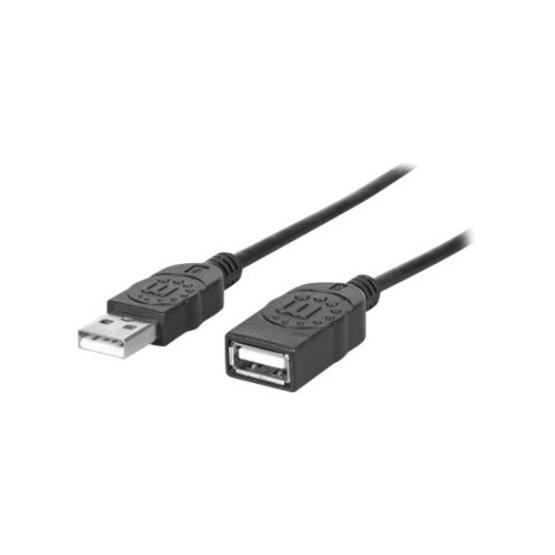 Manhattan Computer Products Manhattan USB-A to USB-A Extension Cable, 1.8m, Male to Female, 480 Mbps (USB 2.0), Hi-Speed USB, Black, Lifetime Warranty, Polybag - USB-förlängningskabel - USB till USB - 1.8 m