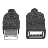 Produktbild för Manhattan USB-A to USB-A Extension Cable, 1.8m, Male to Female, 480 Mbps (USB 2.0), Hi-Speed USB, Black, Lifetime Warranty, Polybag - USB-förlängningskabel - USB till USB - 1.8 m