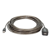 Produktbild för Manhattan USB-A to USB-A Extension Cable, 10m, Male to Female, Active, 480 Mbps (USB 2.0), Daisy-Chainable, Built In Repeater, Hi-Speed USB, Black, Three Year Warranty, Blister - USB-förlängningskabel - 10 m
