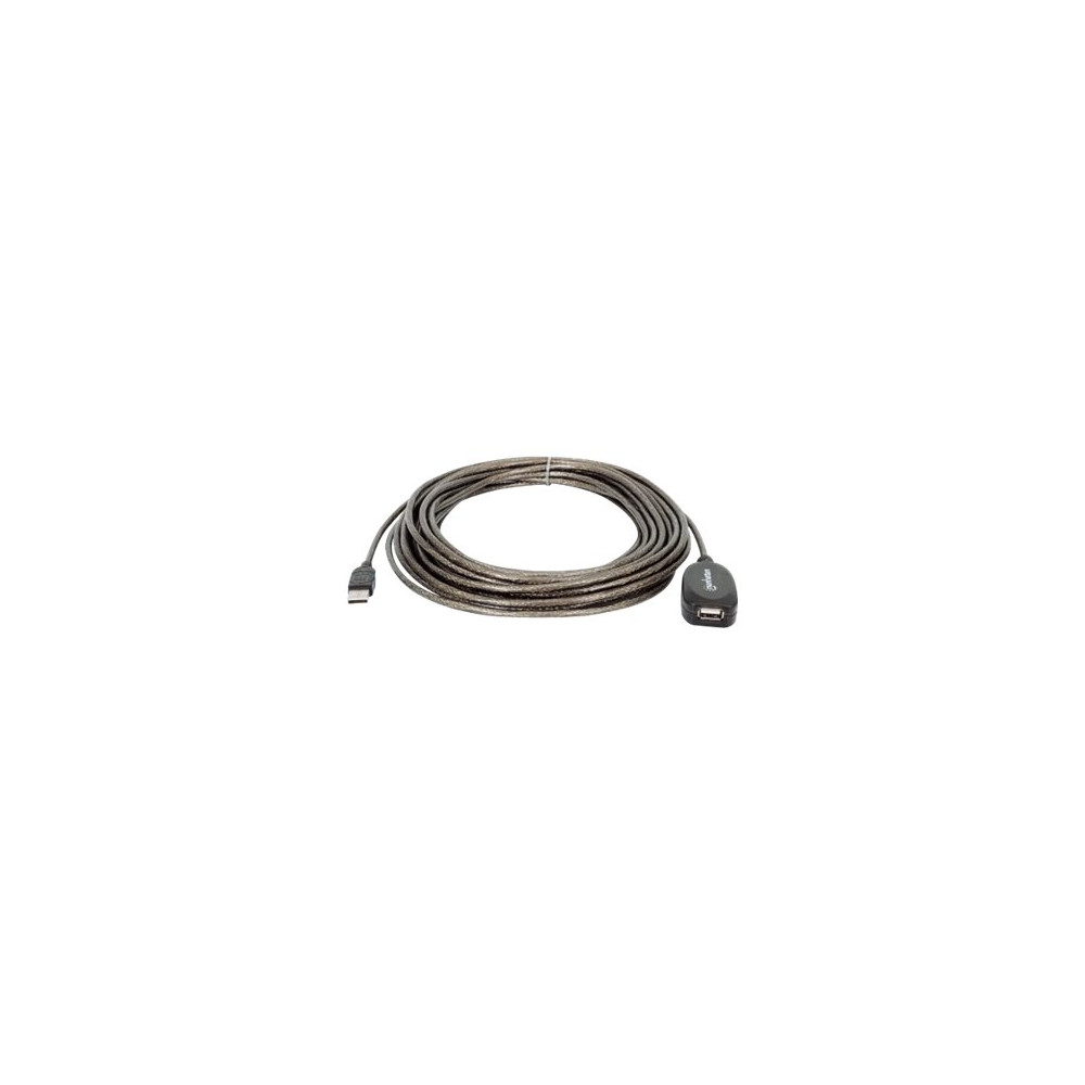 Produktbild för Manhattan USB-A to USB-A Extension Cable, 10m, Male to Female, Active, 480 Mbps (USB 2.0), Daisy-Chainable, Built In Repeater, Hi-Speed USB, Black, Three Year Warranty, Blister - USB-förlängningskabel - 10 m