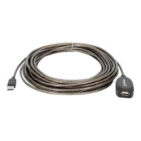 Produktbild för Manhattan USB-A to USB-A Extension Cable, 10m, Male to Female, Active, 480 Mbps (USB 2.0), Daisy-Chainable, Built In Repeater, Hi-Speed USB, Black, Three Year Warranty, Blister - USB-förlängningskabel - 10 m
