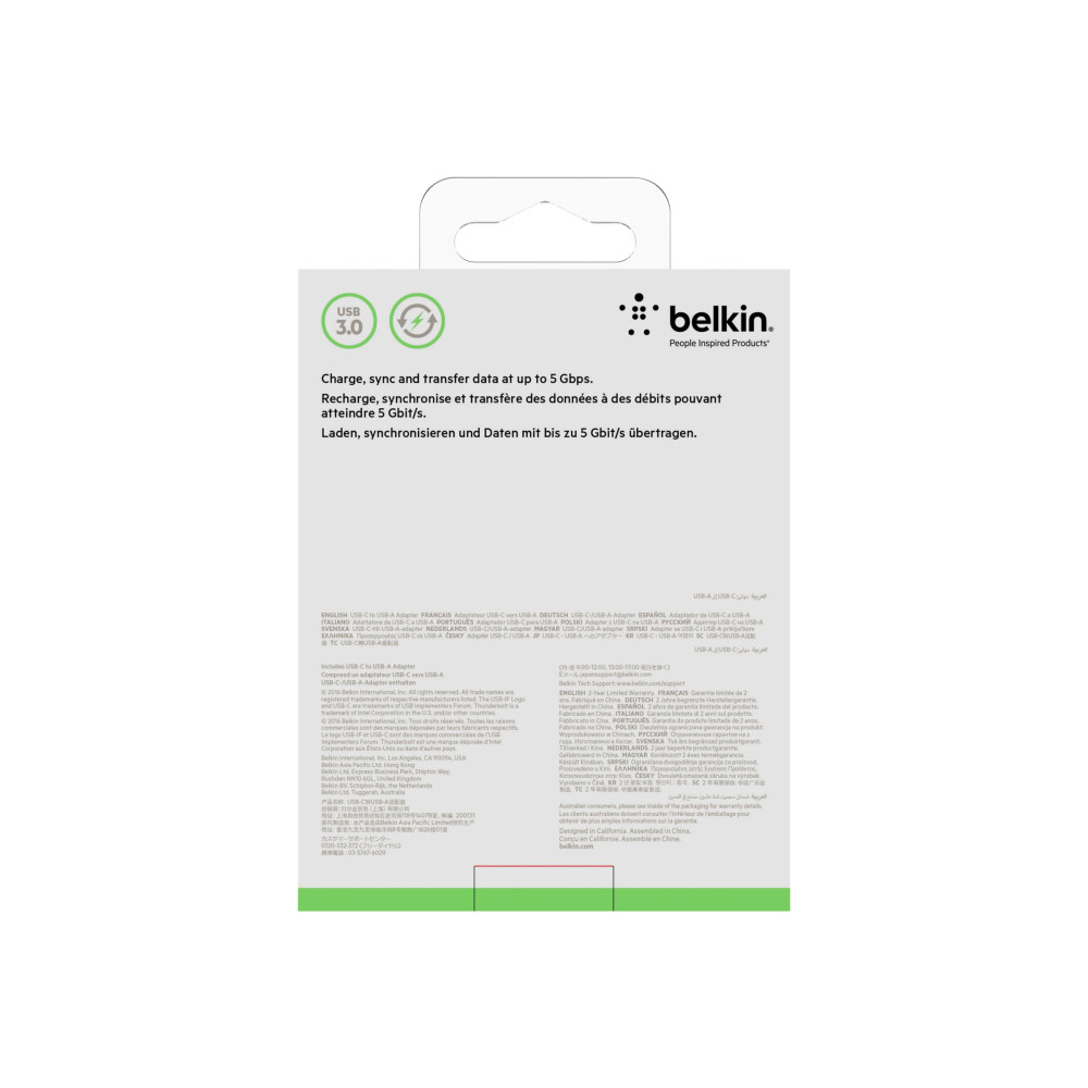 Produktbild för Belkin 3.0 USB-C to USB-A Adapter - USB typ C-adapter - USB-C till USB typ A