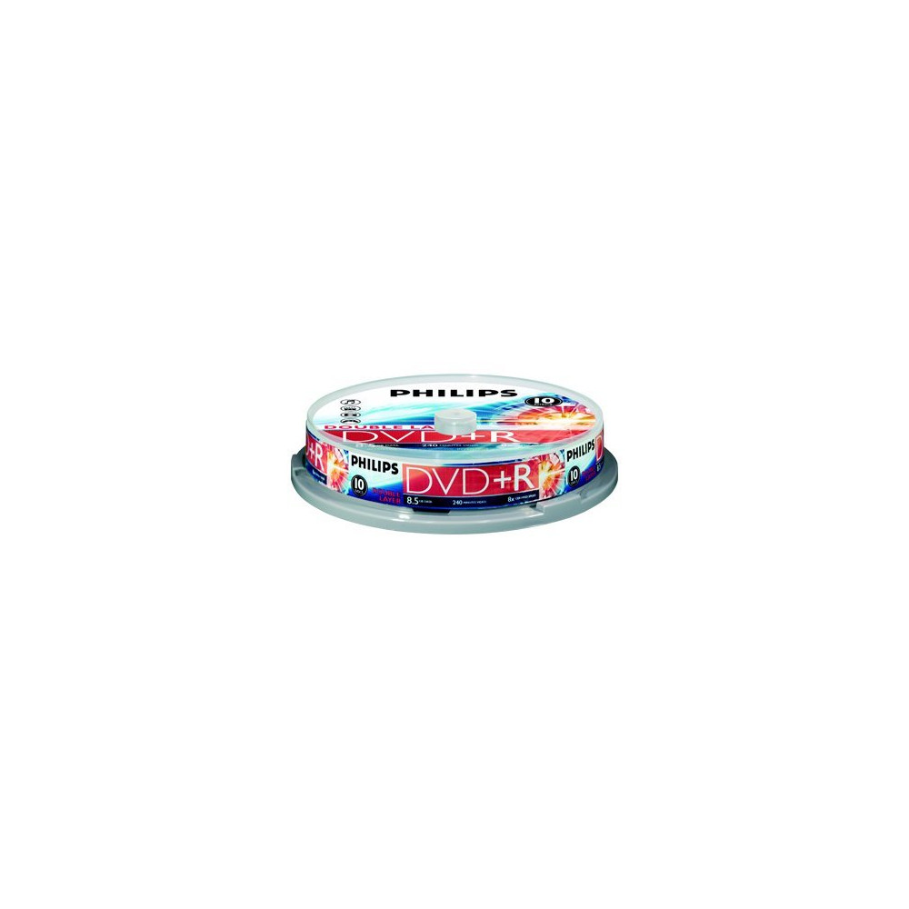 Produktbild för Philips DR8S8B10F - DVD+R DL x 10 - 8.5 GB - lagringsmedier