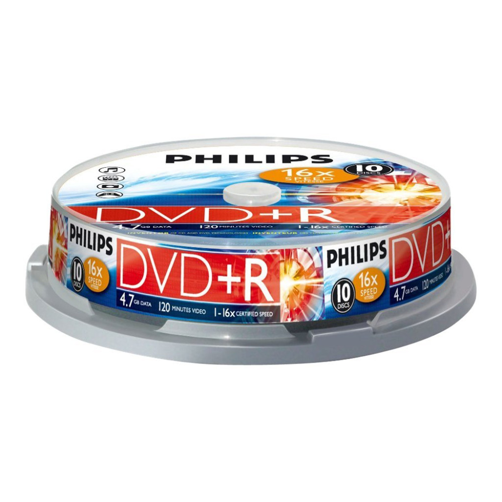 Produktbild för Philips DR4S6B10F - DVD+R x 10 - 4.7 GB - lagringsmedier