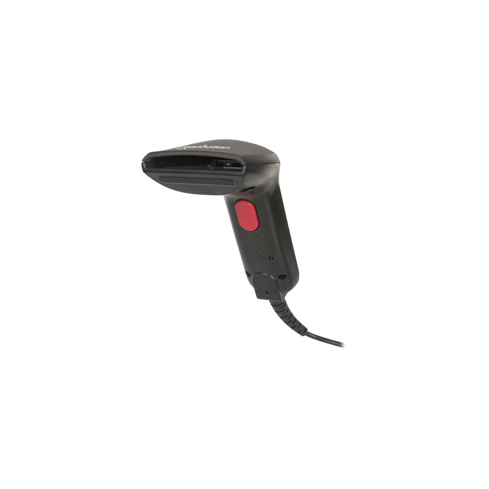 Produktbild för Manhattan Contact CCD Handheld Barcode Scanner, USB, 60mm Scan Width, Cable 152cm, Max Ambient Light 5,000 lux (sunlight), Black, Three Year Warranty, Box - streckkodsskanner