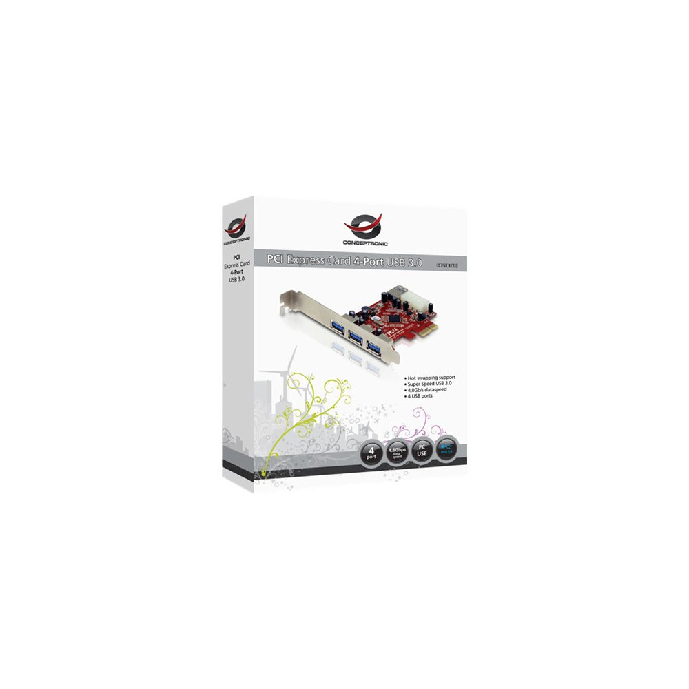Produktbild för Conceptronic C4USB3EXI - USB-adapter - PCIe - 4 portar