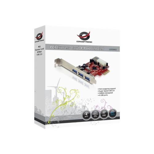 Conceptronic Conceptronic C4USB3EXI - USB-adapter - PCIe - 4 portar