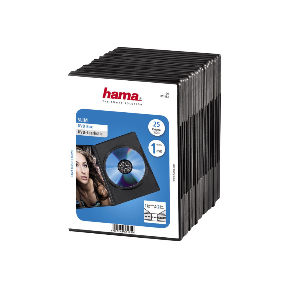 Produktbild för Hama DVD Slim Box slimmat förvaringsetui för DVD