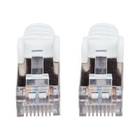 Produktbild för Intellinet Network Patch Cable, Cat6, 0.5m, White, Copper, S/FTP, LSOH / LSZH, PVC, RJ45, Gold Plated Contacts, Snagless, Booted, Lifetime Warranty, Polybag - patch-kabel - 50 cm - vit