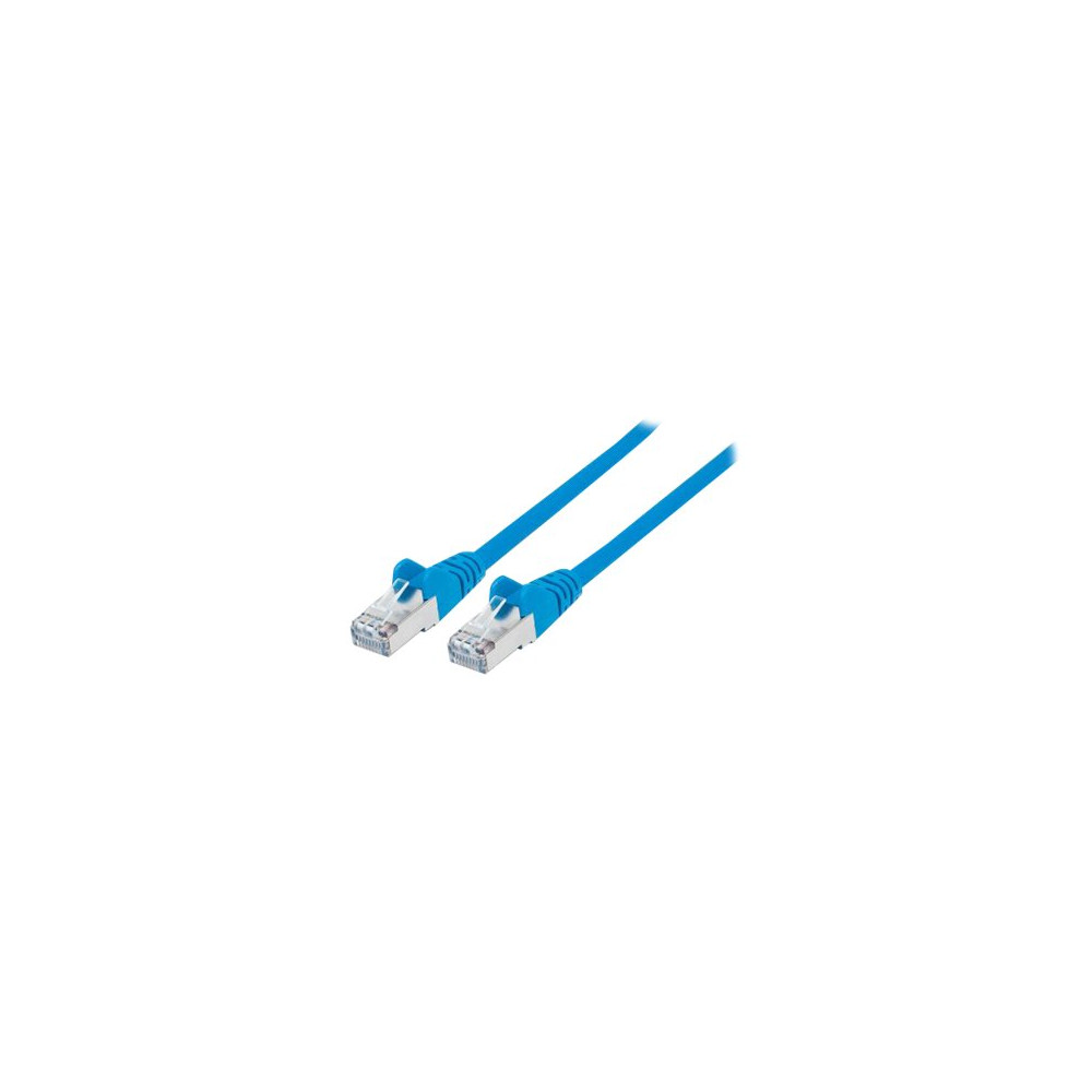 Produktbild för Intellinet Network Patch Cable, Cat6, 5m, Blue, Copper, S/FTP, LSOH / LSZH, PVC, RJ45, Gold Plated Contacts, Snagless, Booted, Lifetime Warranty, Polybag - patch-kabel - 5 m - blå